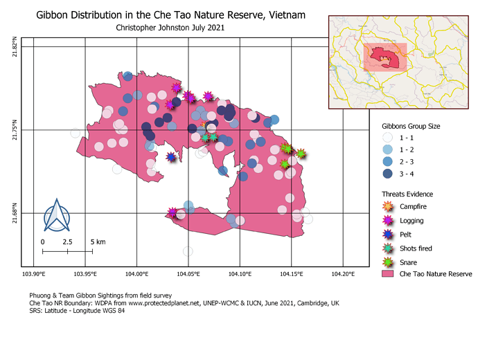 Gibbon Distribution in the Che Tao Nature Reserve Vietnam 2